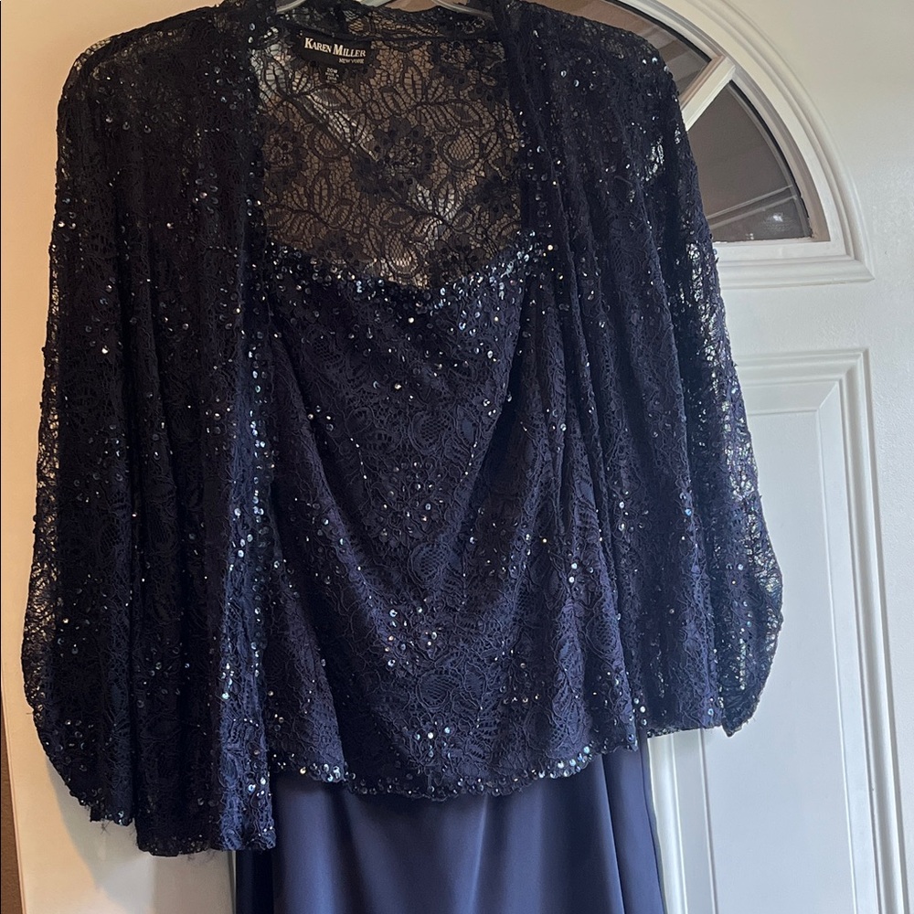 Navy Lace Sequin Mother of The Bride, Mother of the Groom formal dress!